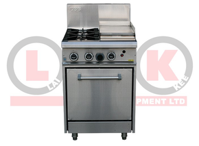 LKK LKKOB4C+O 2 Gas Open Burner Cooktop & 300mm RHS Griddle + Static Oven