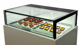White marble chocolate display with storage 1200x800x1100mm - DS1200V