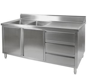 DSC-2100L-H Kitchen Tidy  Cabinet with Double Left Sinks