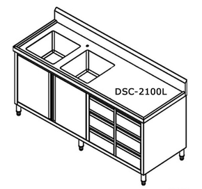 DSC-2100L-H Kitchen Tidy  Cabinet with Double Left Sinks