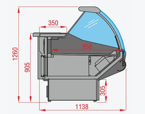 Tecnodom Curved Front Glass Deli Display 2020x1140x1260 PAN2000