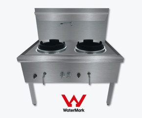 Gasmax WW-2N Commercial Stainless Steel Waterless Natural Gas Double Wok Range (1200mm Wide)