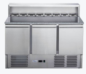 FED-X XGNS1300E 368L 3 Door Stainless Steel Saladette Prep Fridge