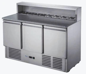 FED-X XGNS1300E 368L 3 Door Stainless Steel Saladette Prep Fridge