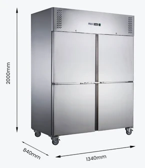 FED-X XURC1200S2V 1236L 4 Split Door Upright Stainless Steel Commercial Storage Fridge
