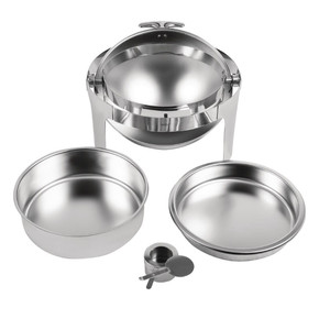 Olympia U009 Paris Commercial Stainless Steel Round Roll-Top Chafing Dish Set (7.5 Litre Capacity)