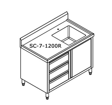 SC-7-1200R-H Cabinet with Right Sink