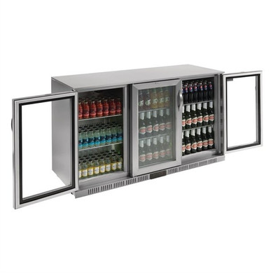 Polar GL009-A G-Series Counter Back Bar Cooler with Hinged Doors Stainless Steel 330Ltr