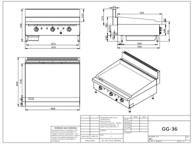 GG-36LPG Three burner LPG Griddle Top 914mm W