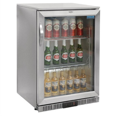 Polar GL007-A G-Series Counter Back Bar Cooler with Hinged Door Stainless Steel 138Ltr