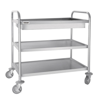 CC365 Vogue Stainless Steel 3 Tier Deep Tray Clearing Trolley