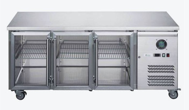 FED-X Three Glass Door Bench Fridge - XUB6C18G3V