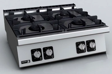 Fagor Kore 700 Series C-G740H Commercial Benchtop 4-Burner Gas Cooktop (800mm Wide)