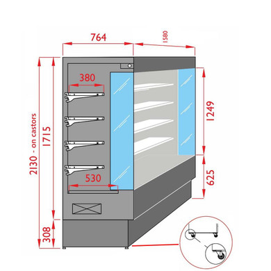 TDVC80-CA-150 Open Chiller with 4 Shelves 1580mm Width