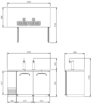 FBD-59B Fresh Refrigeration Beer Dispenser Double Tap 549 Litre Capacity