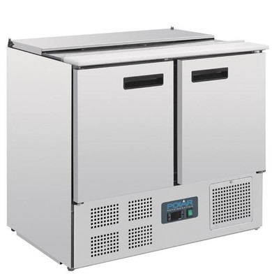 Polar G606-A G-Series Saladette Counter Fridge 240L | 2-Door Prep Bench