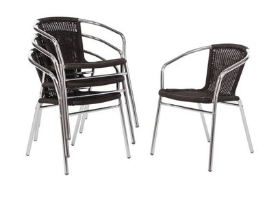 U507 Bolero Aluminium & Black Wicker Chairs Black (Pack of 4)
