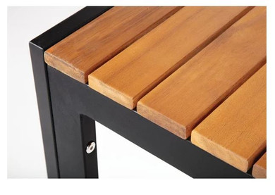 Bolero DS152 Square Steel and Acacia Table 800mm