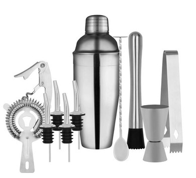 Zanzi FZ764 Cocktail Set 11pc Stainless Steel in Bartender Roll