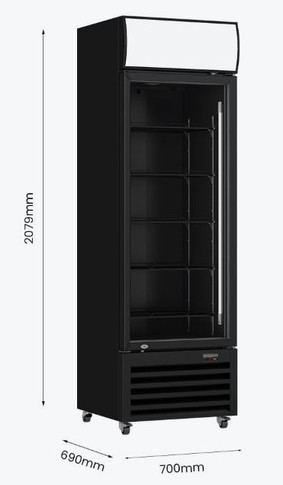 Thermaster Single Glass Door Black Colourbond Upright Drink Fridge LG-540BP