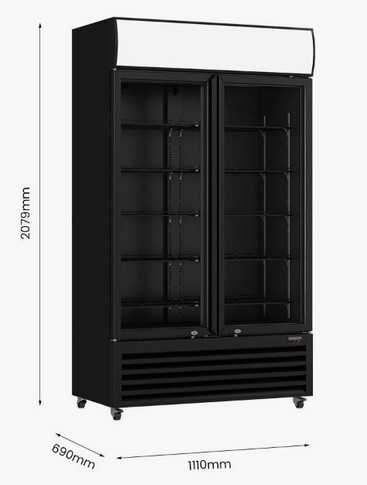 Thermaster Colourbond Upright Beverage Fridge 2 Doors Black LG-1000BP