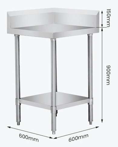 WBCB6-0600/A - Corner Workbench with 150mm Splashback & Undershelf