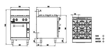 LUUS RS-4B 600mm Gas 4 Burner Range Static Oven | Redesigned 161MJ/h