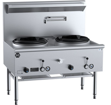 B+S Black Series UFWWD-2 Gas Two Hole Deluxe Waterless Wok Table