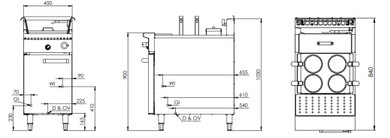 B+S Black Series NC-4-SW-1 Noodle Cooker With Soup Warmer Insert 4 Rounds + 1 Rec