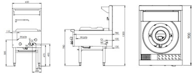 B+S Black Series UFWWD-1L Gas Large Single Hole Deluxe Waterless Wok Table