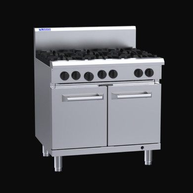 Luus RS-6B Commercial Gas 6-Burner Range with Static Oven (900mm Wide)