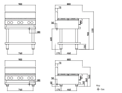 Luus CS-6B Commercial Gas 6-Burner Cooktop (900mm Wide)