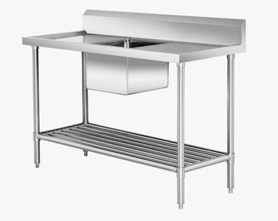 Single Centre Sink Bench & Pot Undershelf SSB6-1500C/A