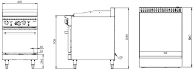 B+S K+ Series KOV-GRP6 Oven with 600mm Grill Plate on Stand