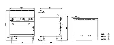LUUS RS-9P 900mm Commercial Gas Griddle & Oven | 21mm Plate 88.5MJ