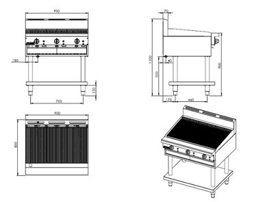 LUUS CS-9C - 900mm Chargrill