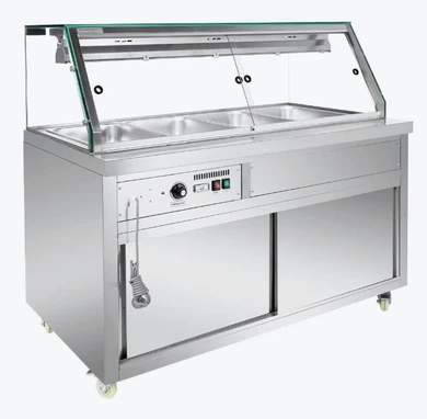 Thermaster 1460mm W 4 x 1/1 GN Bain Marie Hot Food Bar with Storage Cabinet | PG150FE-XG
