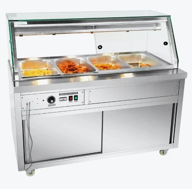 Thermaster 1460mm W 4 x 1/1 GN Bain Marie Hot Food Bar with Storage Cabinet | PG150FE-XG
