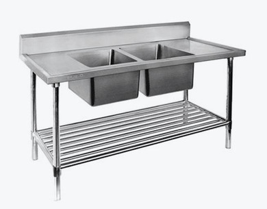 Double Centre Sink Bench with Pot Undershelf DSB6-1500C/A