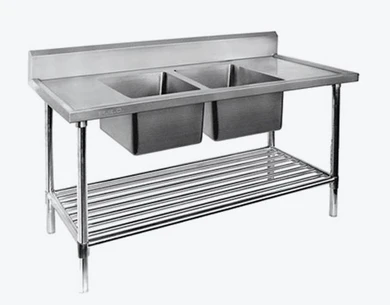 Modular System Double Centre Sink Bench with Pot Undershelf - DSB6-1500C/A