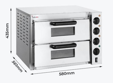 BakerMax Compact Countertop Double Deck Electric Pizza Oven EP-2T/15