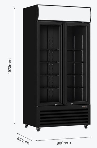 Thermaster Double Glass Door Colourbond Upright Drink Fridge LG-580BP