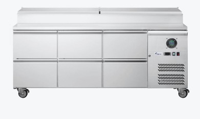 FED-X 1800mm Stainless Steel 6-Drawer Commercial Salad Prep Fridge | XSS7C18S3V-6D