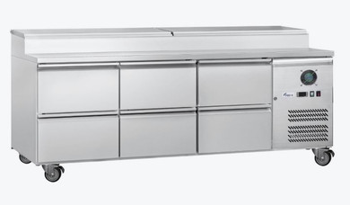 FED-X 1800mm Stainless Steel 6-Drawer Commercial Salad Prep Fridge | XSS7C18S3V-6D