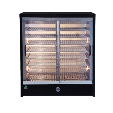 Roband HB200R Heat 'n' Hold Commercial Food Warmer with Black Finish & Sliding Doors