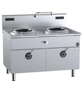 B+S Black Series IN-W2-8 Two Hole Induction Wok - 8 kilowatt
