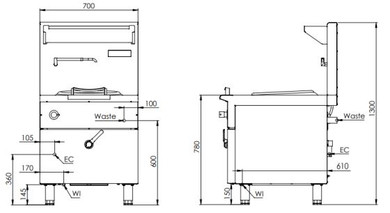 B+S Black Series IN-W1-12-HS Single Hole Induction Wok - 12 Kilowatt with High Splashback