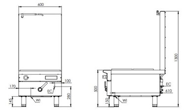 B+S Black Series IN-SP1-12-HS Single Hole Induction Stock Pot 12 kilowatt with High Splashback