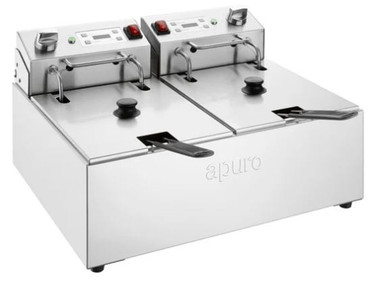 Apuro CU624-A Double Electric Fryer with Timer 2x5Ltr