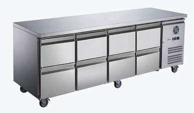 FED-X XUB7C22S4D 553L Eight-Drawer Stainless Steel Under Bench Refrigerator